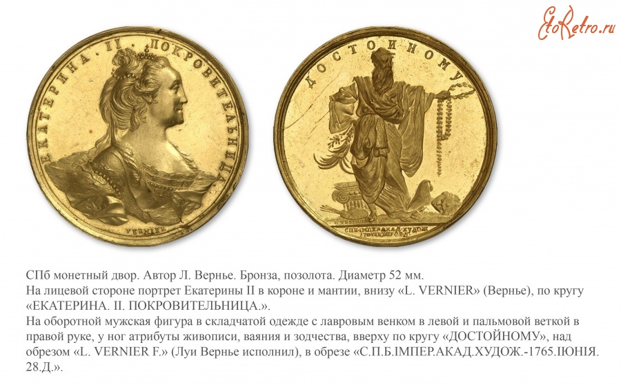 Медали, ордена, значки - Екатерина II. Медаль для воспитанников Императорской Академии художеств «Достойному»