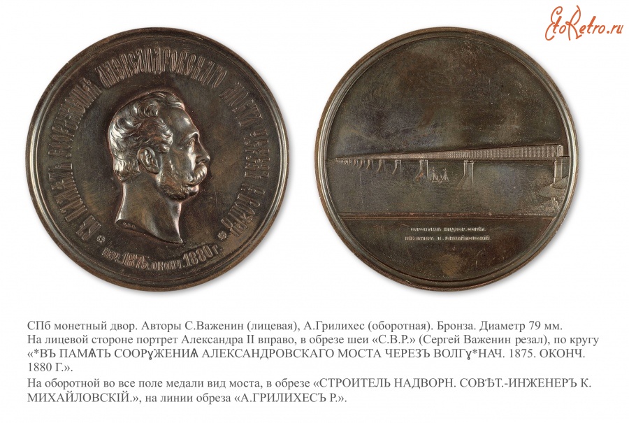 Медали, ордена, значки - Настольная медаль «В память сооружения Александровского моста через Волгу»