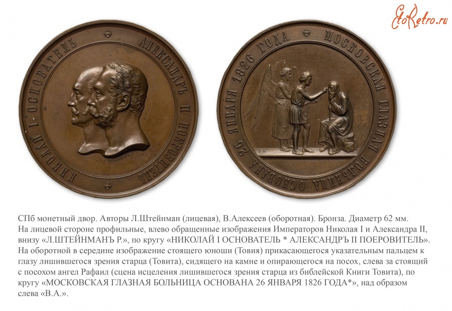 Медали, ордена, значки - Медаль «В память 50-летия Московской глазной больницы»