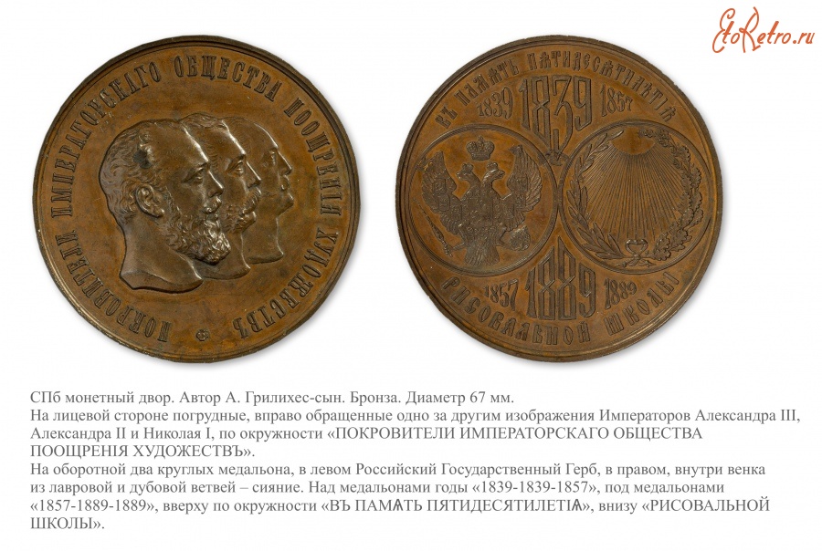 Медали, ордена, значки - Медаль «В память 50-летия рисовальной школы»