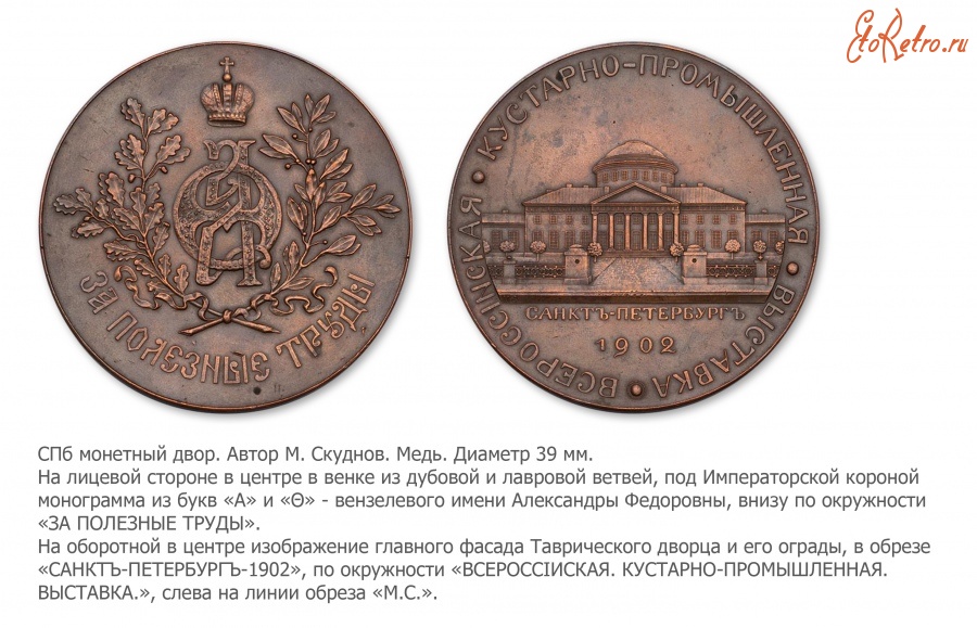 Медали, ордена, значки - Медаль «За полезные труды» Всероссийской кустарно-промышленной выставки