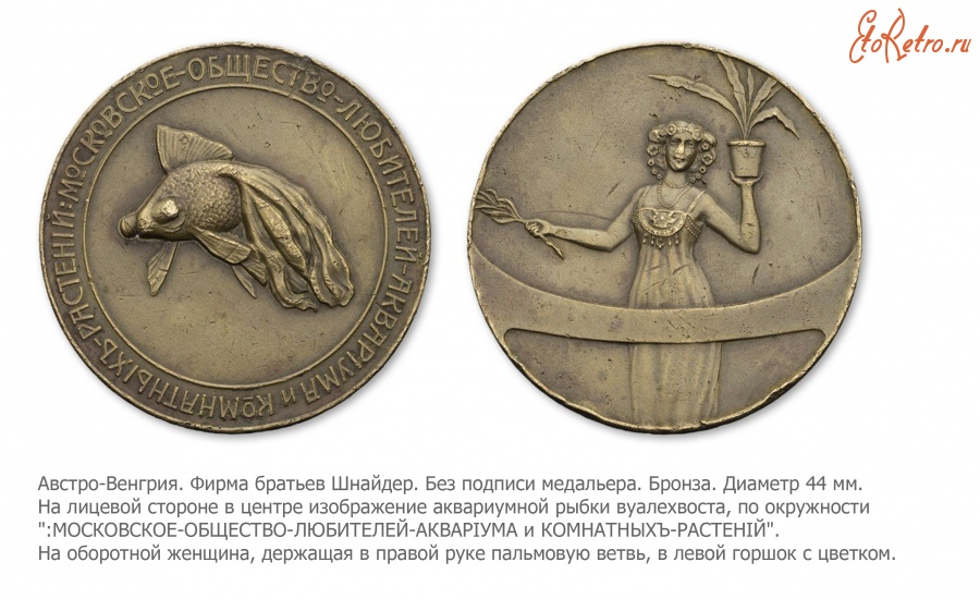 Медали, ордена, значки - Медаль Московского общества любителей аквариума и комнатных растений