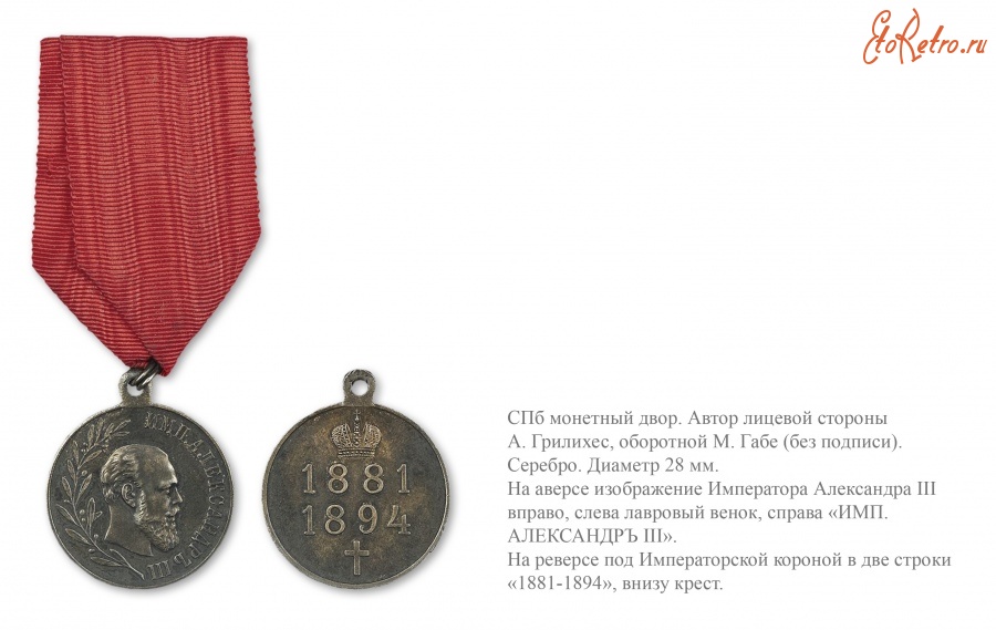 Медали, ордена, значки - Медаль «В память царствования Императора Александра III»