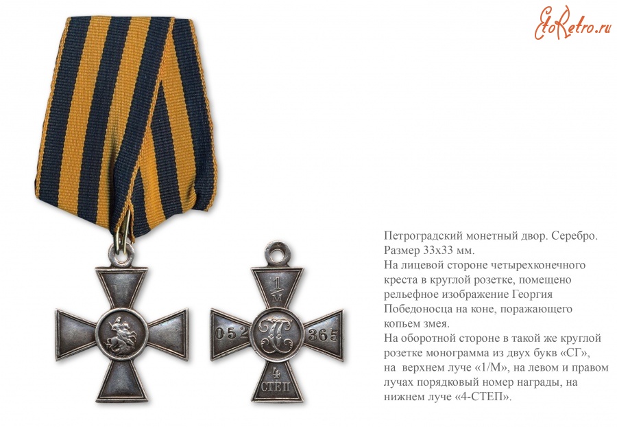Медали, ордена, значки - Георгиевский крест IV-й степени с номером за миллион (1915 год)