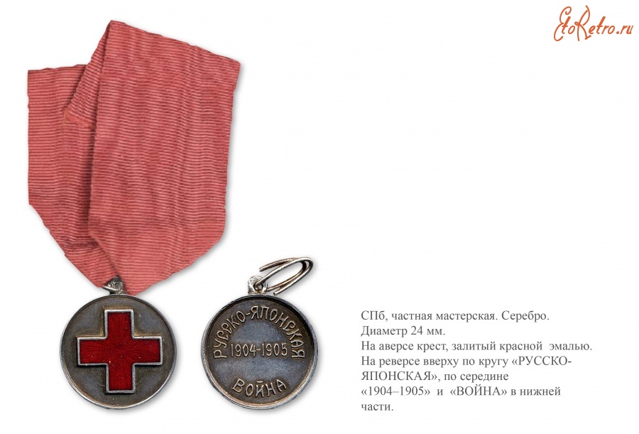Медали, ордена, значки - Медаль Красного Креста в память русско-японской войны (1906 год)