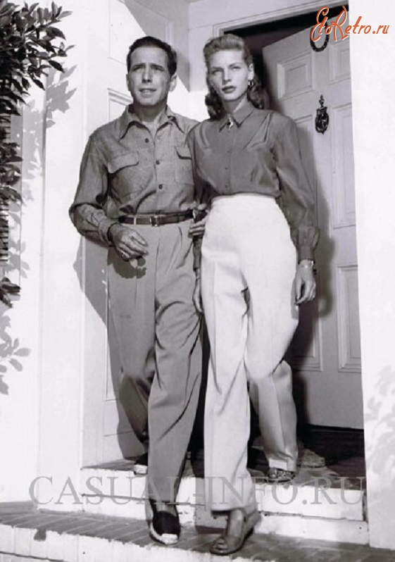Актеры, актрисы - кино и театра - Актриса Лорен Бэколл и актер Хамфри Богарт, 1940-е годы