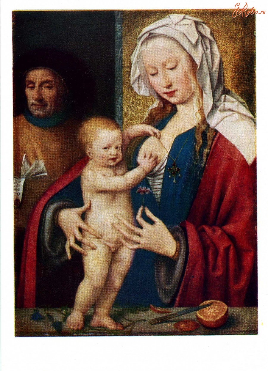 Картины - Иос ван Клеве. Мадонна с младенцем и Иосифом.
