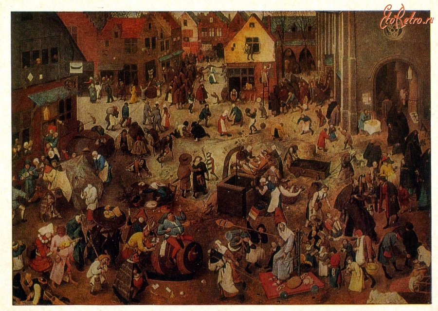 Картины - Питер Брейгель Старший. Битва Карнавала и Поста. 1559.