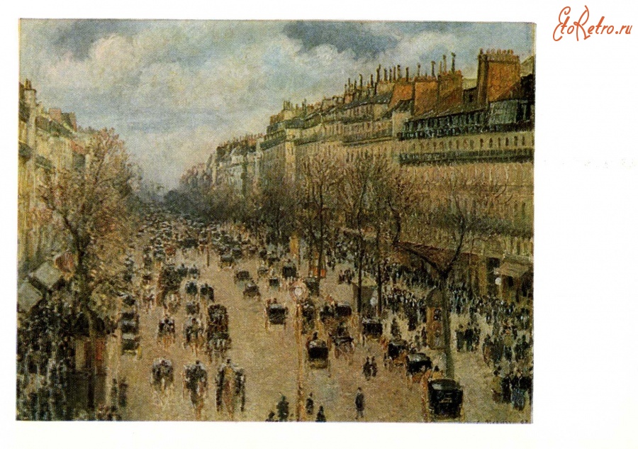 Картины - Камиль Писсарро. Бульвар Монмартр в Париже.