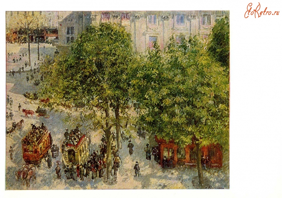 Картины - Камиль Писсарро. Площадь Французского театра в Париже.