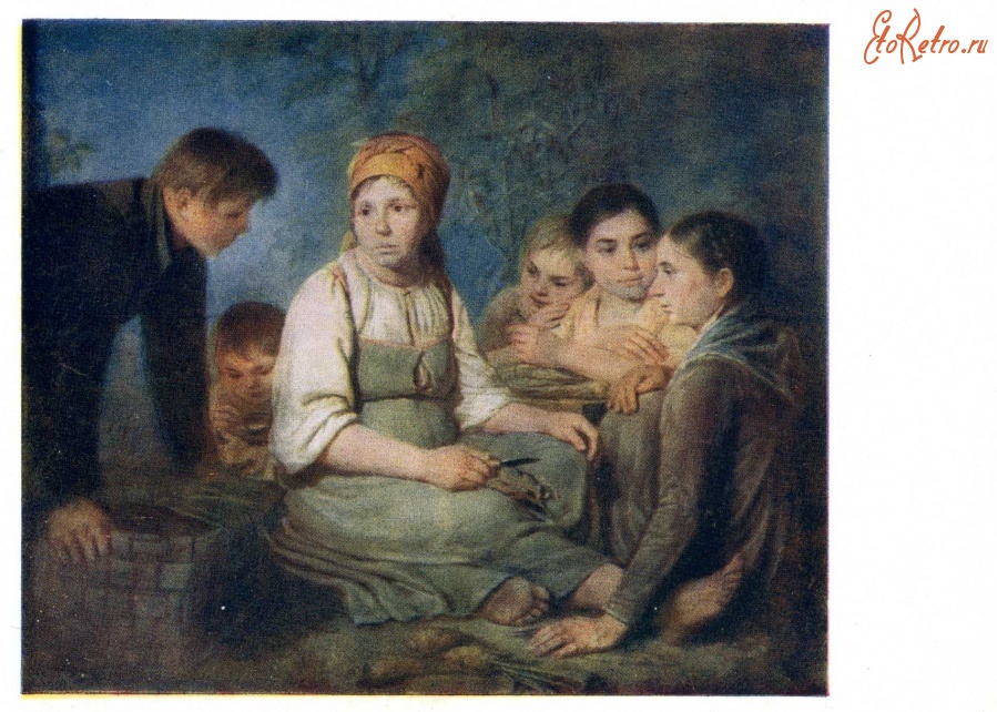 Картины - А. Г. Венецианов (1780 - 1847). Очищение свеклы. Около 1820 г.