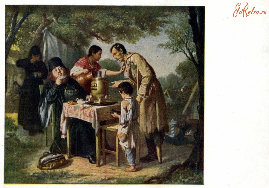 Картины - В. Г. Перов (1833 - 1882). Чаепитие в Мытищах близ Москвы. 1862 г.