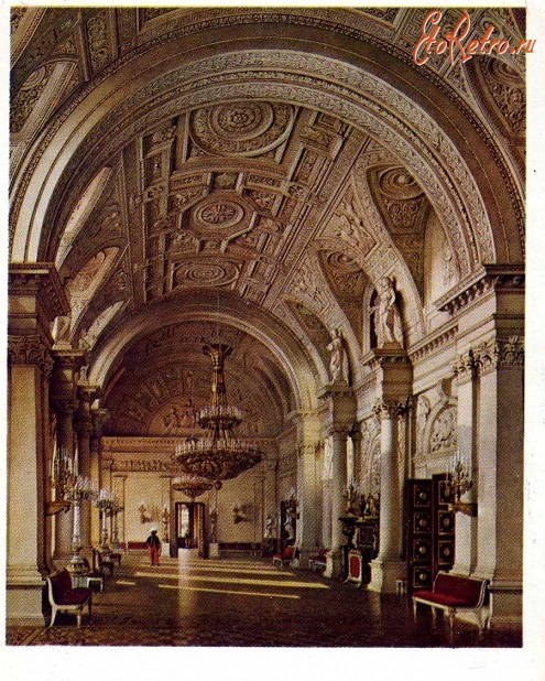 Картины - Л. Премацци (1814 - 1891 ). Зимний дворец. Белый зал. 1865.