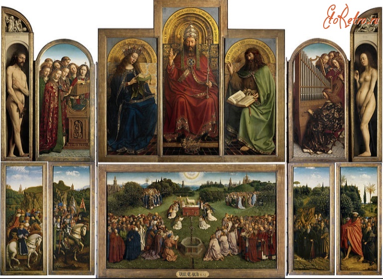 Картины - Гентский Алтарь. Внутренняя часть, 1430-1432