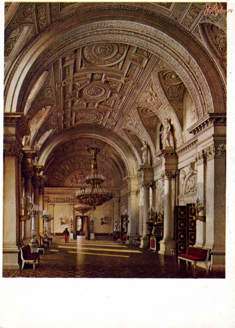 Картины - Л. Премацци (1814 - 1891 ). Зимний дворец. Белый зал. 1865.