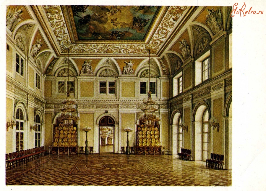 Картины - К. А. Ухтомский (1818 - 1881). Зимний дворец. Аванзал с выходом в Большой зал ( Николаевский ). 1861