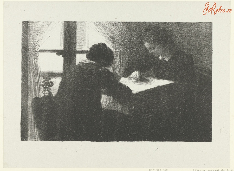 Картины - Две рукодельницы у окна за работой