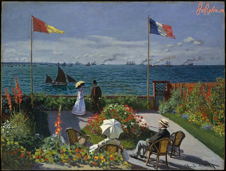 Картины - Терраса на берегу моря в Сент-Адрессе. 1867