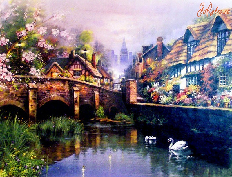 Картины - Картины  художника Андреса Орпинаса.  Старый мост.