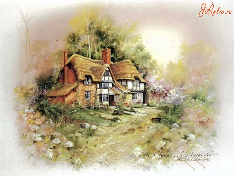 Картины - Картины  художника Андреса Орпинаса.  Сельский домик.