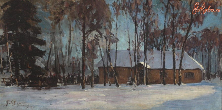 Картины - Картини  польських  художників. Будинок взимку.
