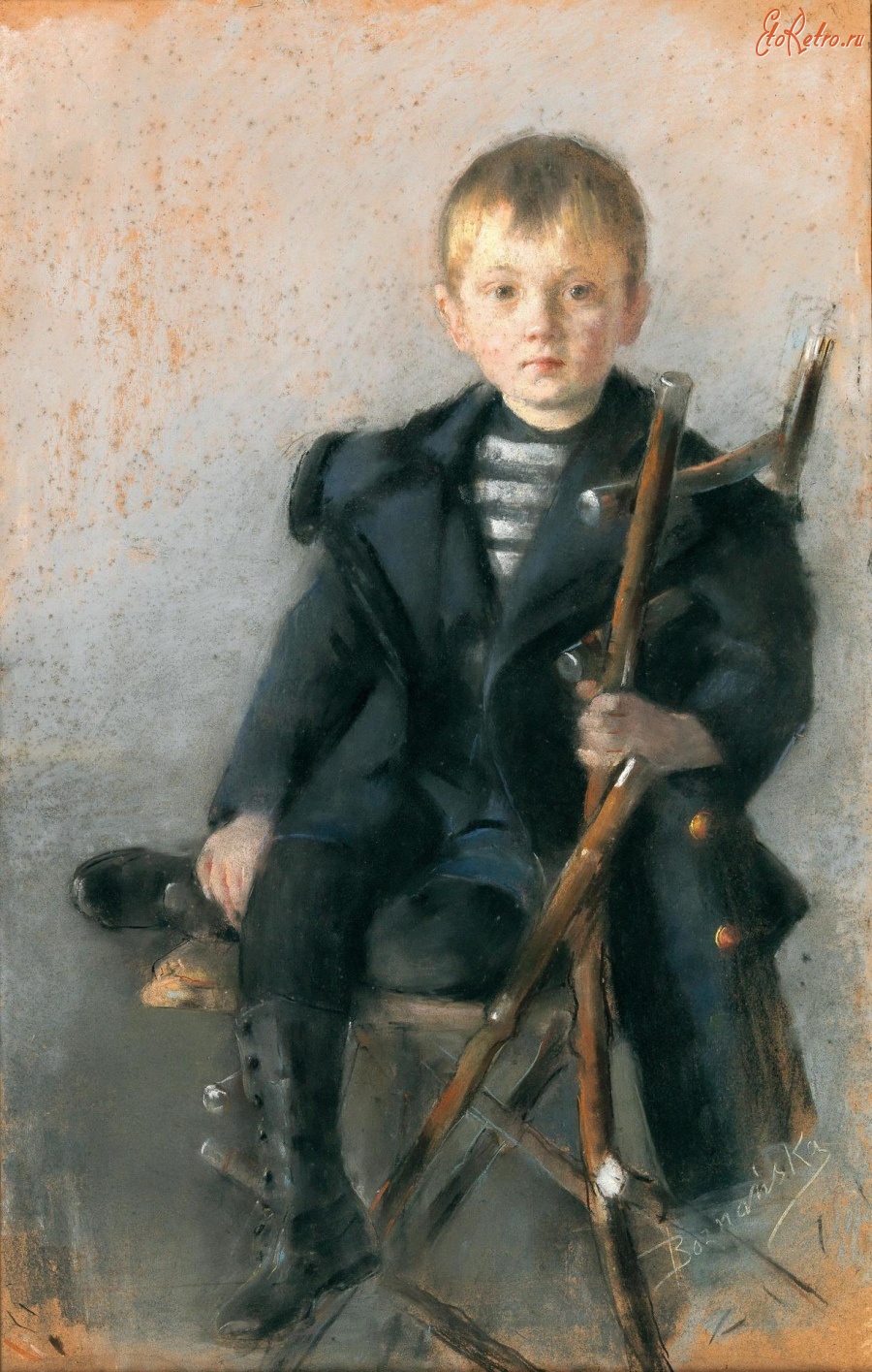 Картины - Картини  польських  художників. Хлопчик в кріслі.