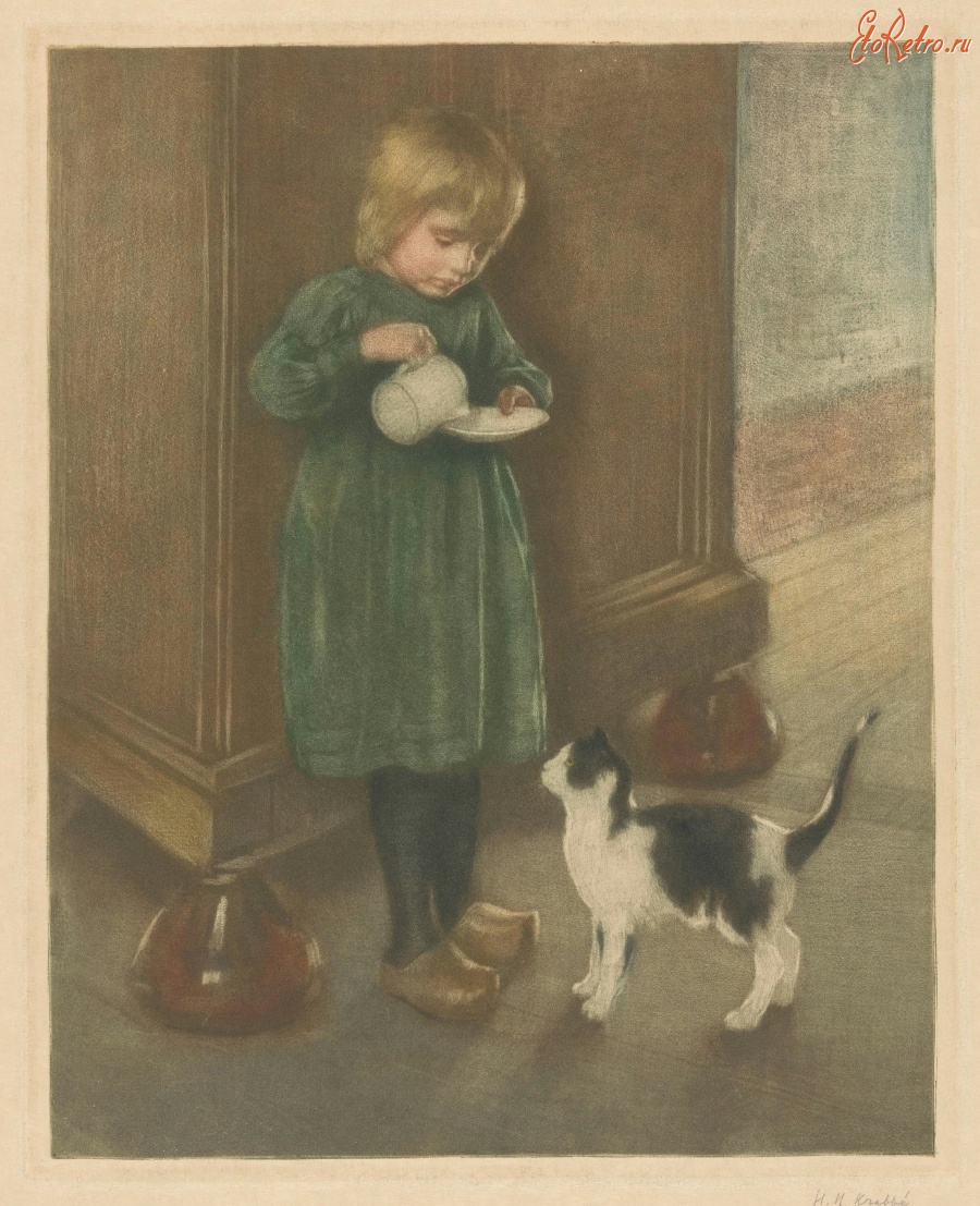 Картины - Девочка и кошка