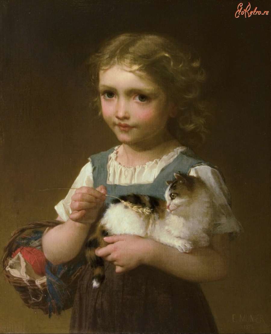Картины - Девочка с котёнком