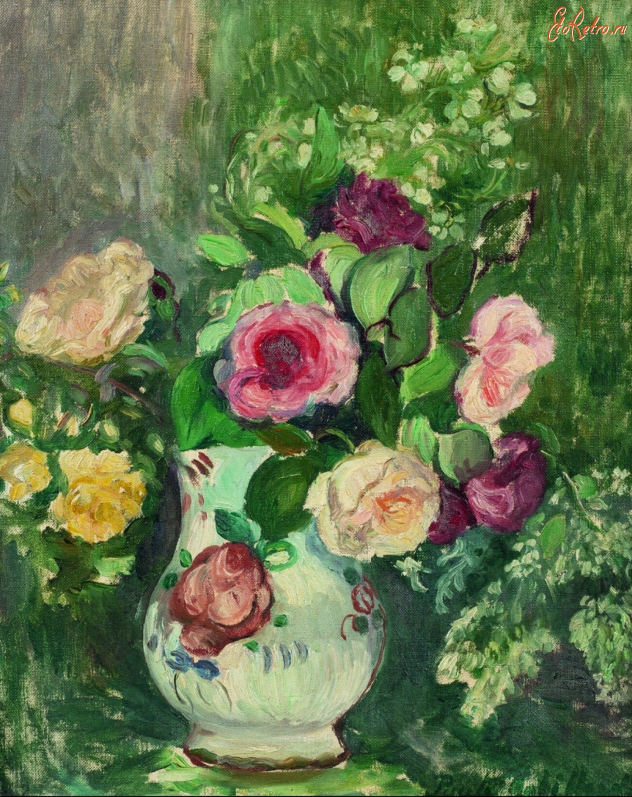 Картины - Букет роз в фарфоровой вазе