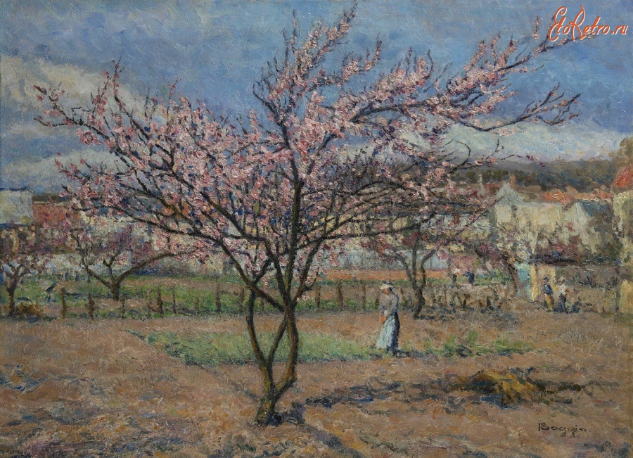 Картины - Крестьянка под цветущим деревом