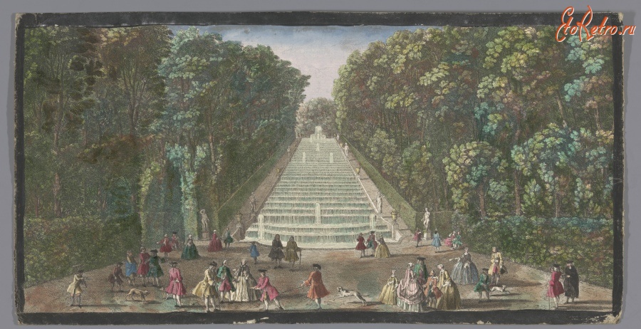 Картины - Вид каскада в саду замка Шато де Марли