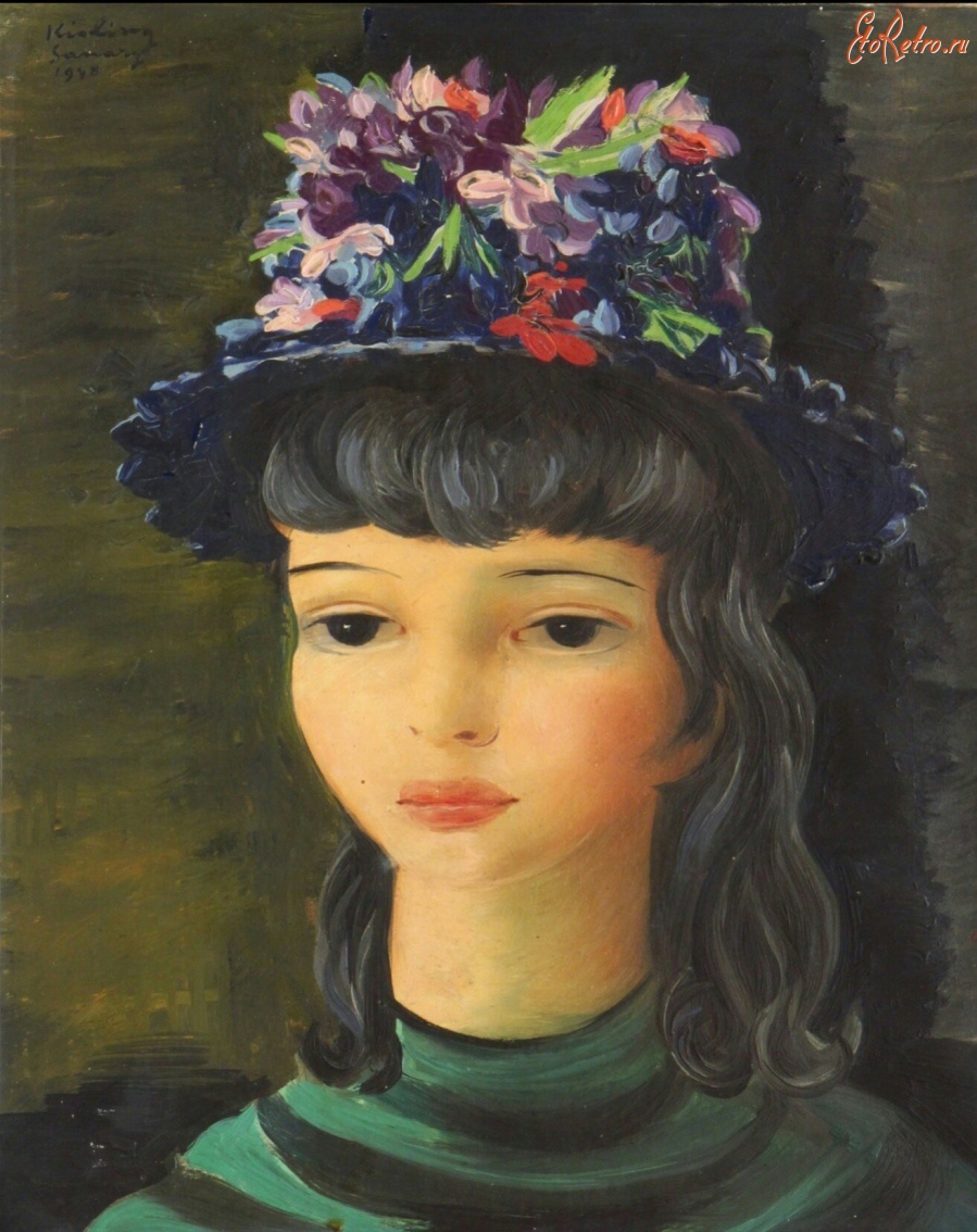 Картины - Моше Кислинг. Девушка в цветочной шляпе
