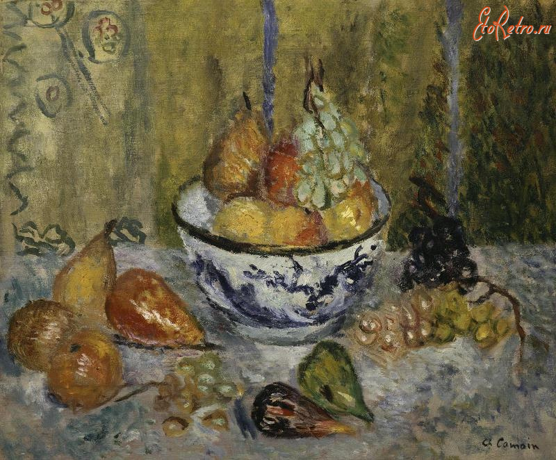 Картины - Шарль Камуан,  Натюрморт Голубая ваза с фруктами