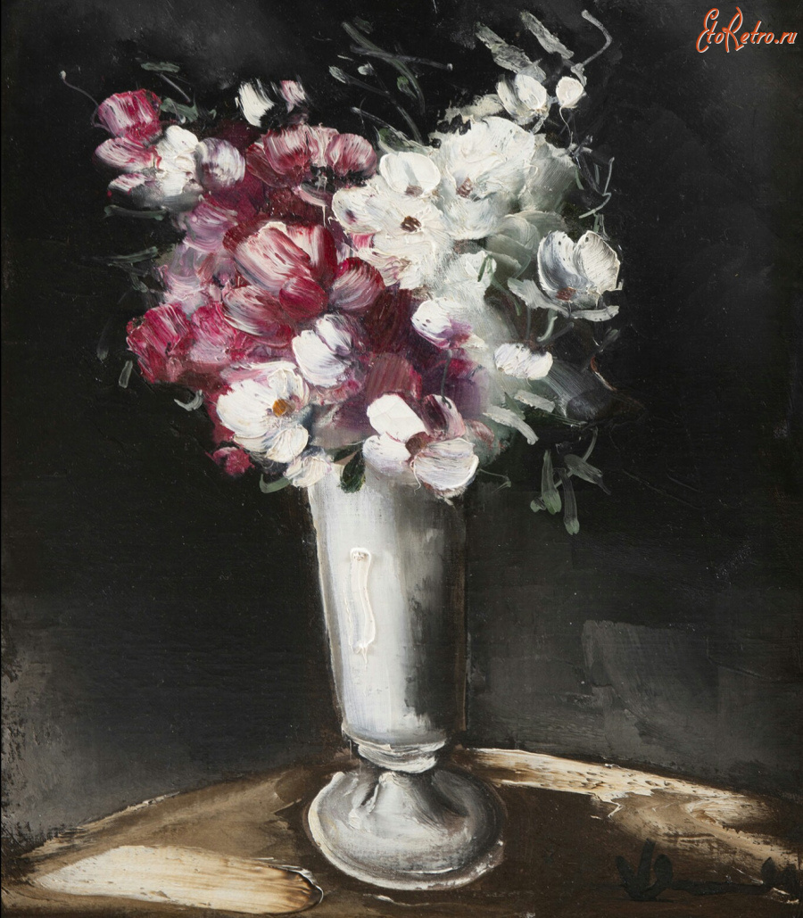 Картины - Морис де Вламинк, Букет бело-розовых цветов в вазе