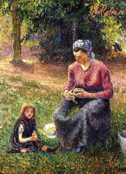 Картины - Картини.  Каміль  Піссарро (1830-1903).  Селянка з дитиною.