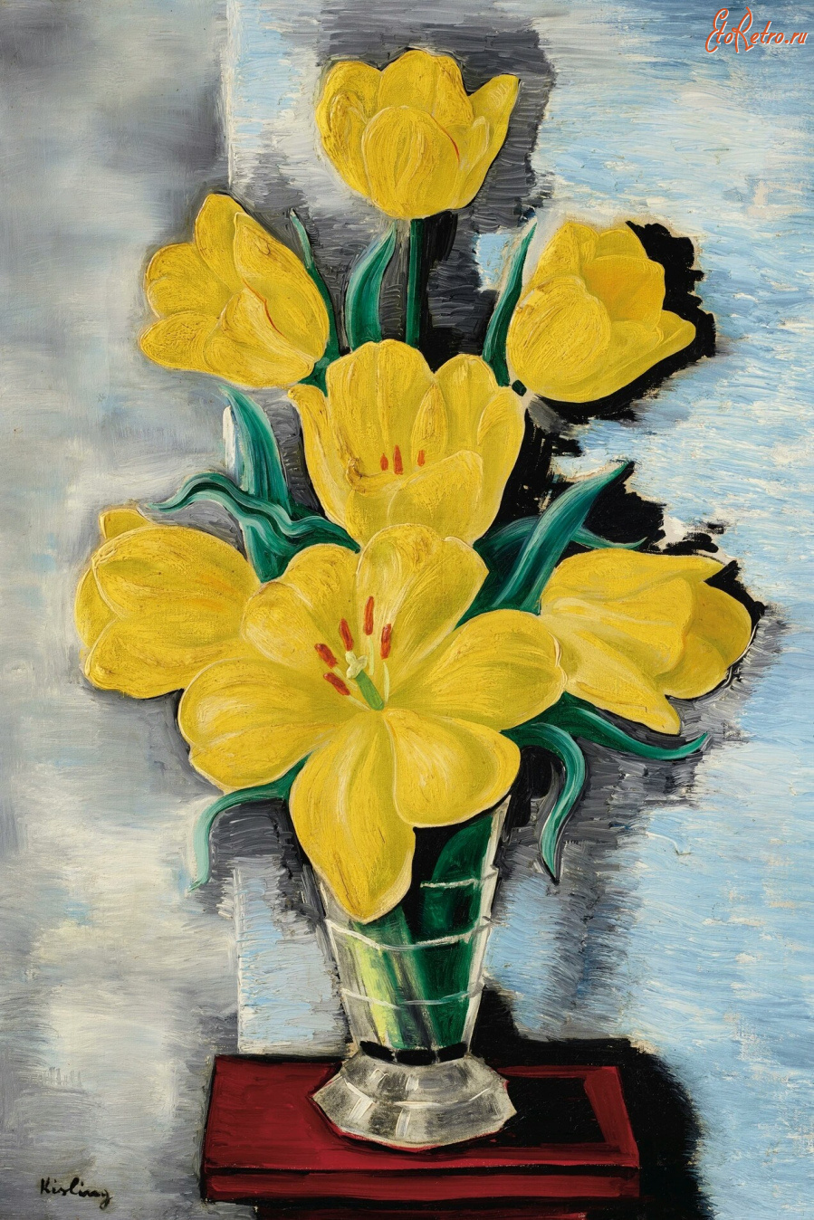 Картины - Моше Кислинг, Ваза с жёлтыми тюльпанами