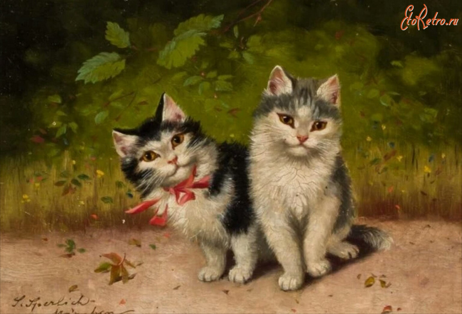 Картины - Софи Сперлих, Котята и красный бантик