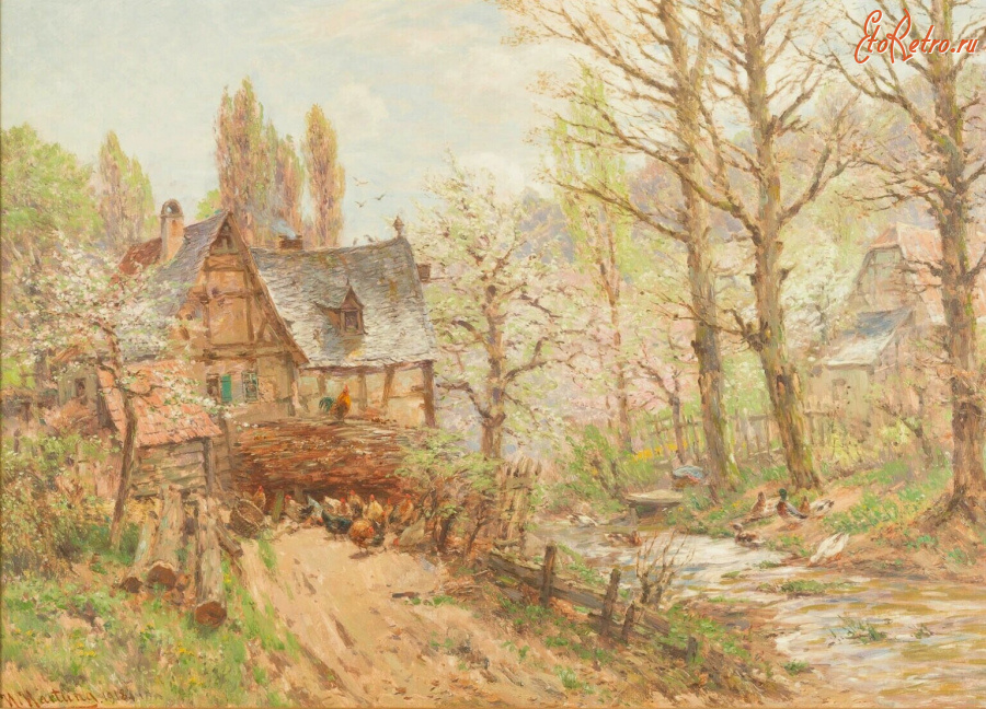 Картины - Генрих Хартунг. Крестьянский дом весной