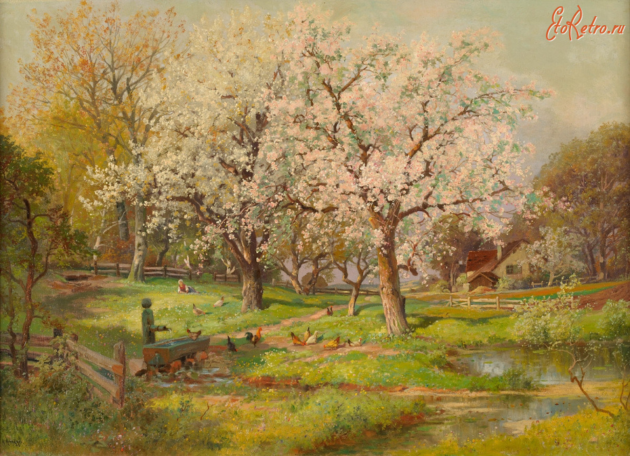 Картины - Алоиз Арнеггер. Цветущий яблоневый сад