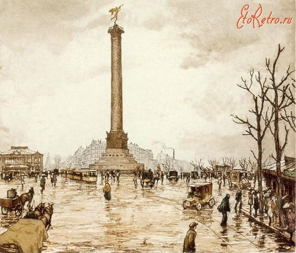 Картины - Картини.  Тавік Франтісек Симон (1877-1942).  Париж. Площа Бастилії.