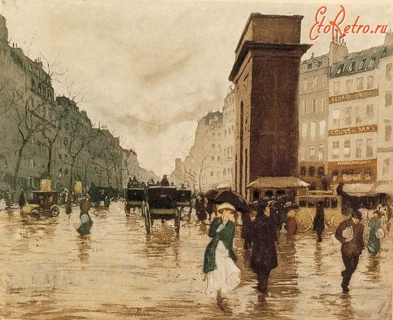 Картины - Картини.  Тавік Франтісек Симон (1877-1942).  Париж  в дощову погоду.