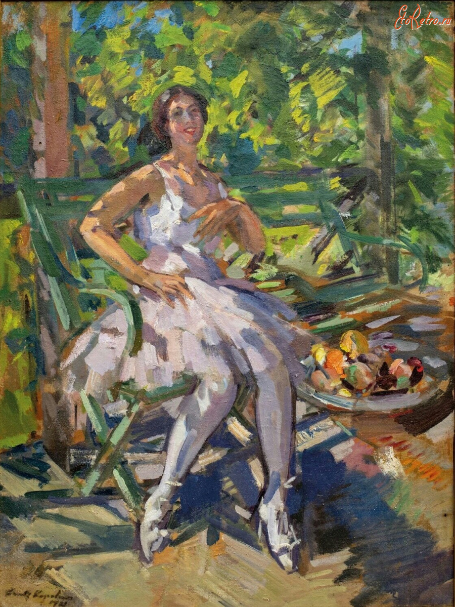 Картины - Константин Коровин. Балерина на балконе в Охотино