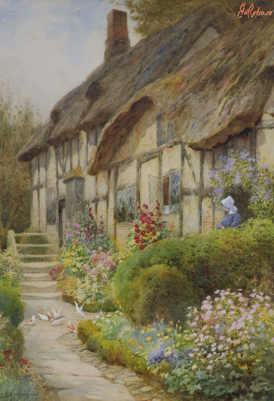 Картины - Артур Клод Страйкен. Дом и сад в деревне Ившем в Вустершире