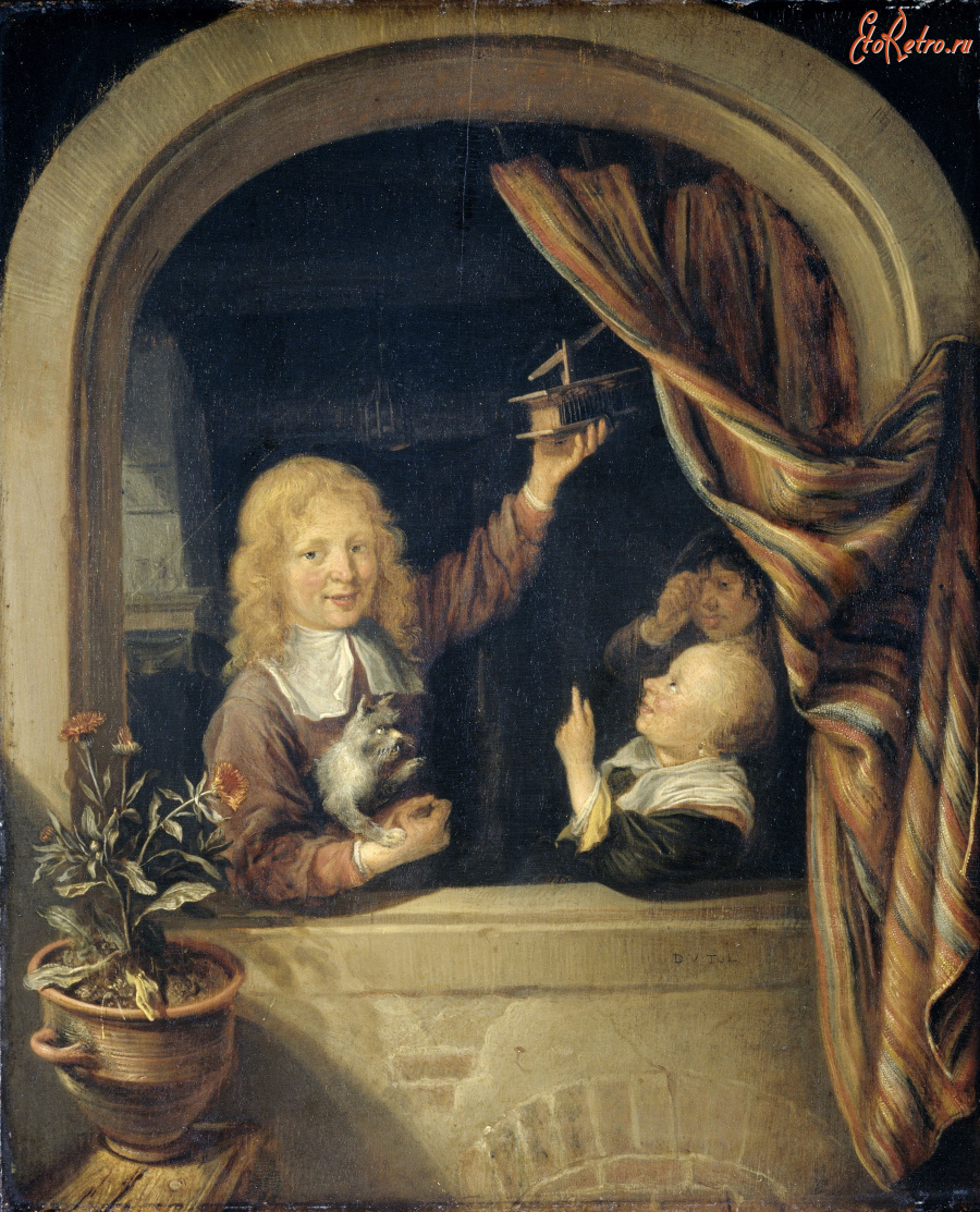 Картины - Доменикус Ван Тол. Дети с мышеловкой