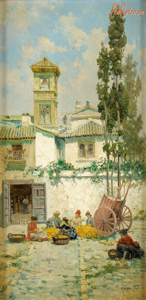 Картины - Хуан Альдас-и-Санчес. Торговля апельсинами в Севилье
