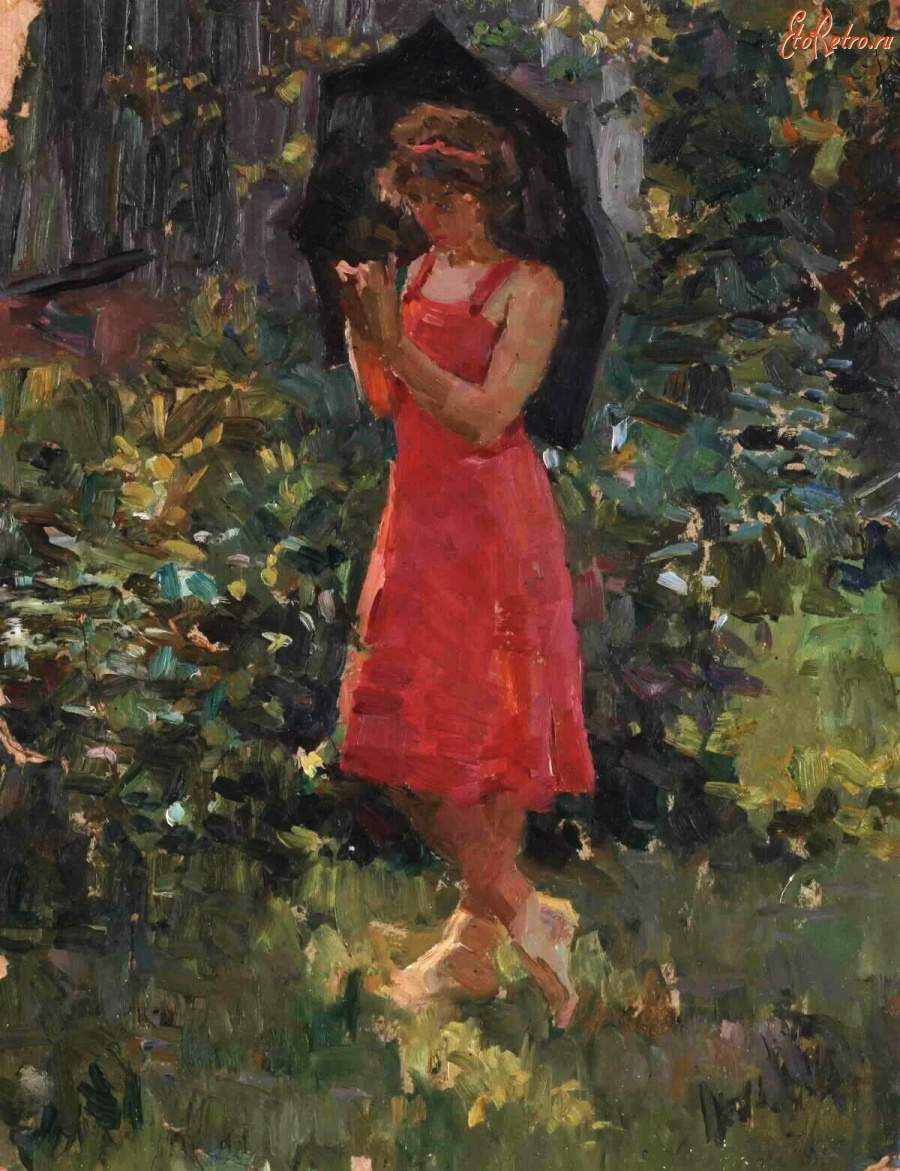 Картины - Владимир Шаталов. Девушка под зонтиком