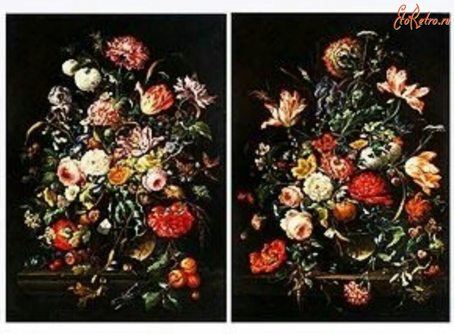 Картины - Ганс Херрманн. Два цветочных натюрморта