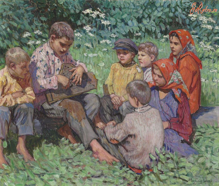 Картины - Николай Богданов-Бельский. Игрок на цитре