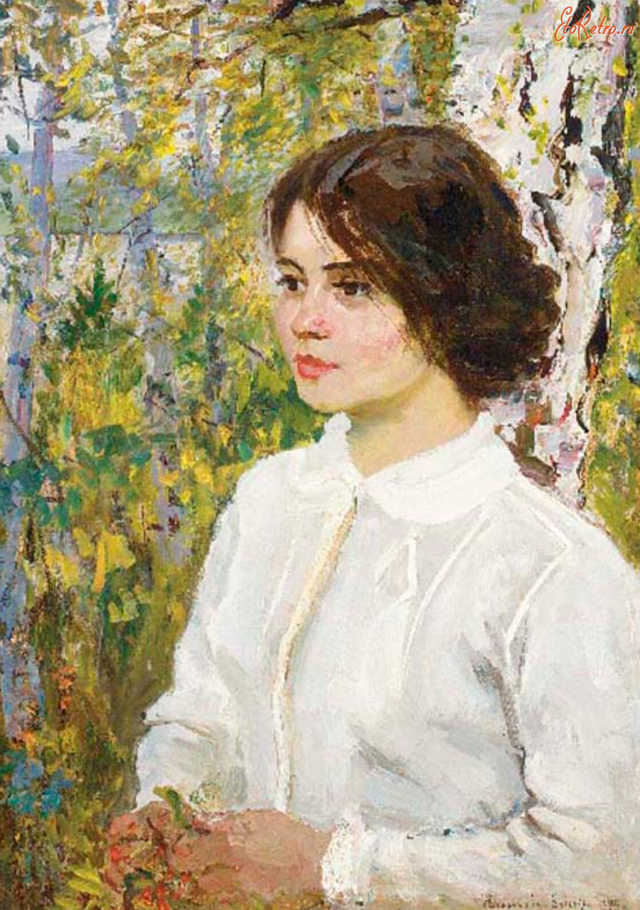 Картины - Николай Богданов-Бельский. Портрет девушки в пейзаже