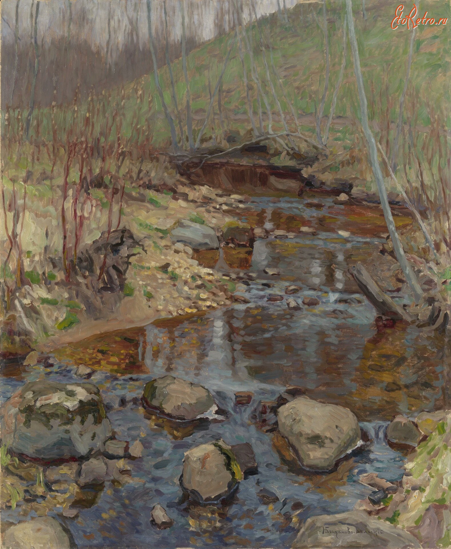 Картины - Николай Богданов-Бельский. Лесной ручей